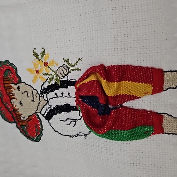 Handmade Cross Stitched Linen Cotton Blend Tea Towel - Picture 3 of 3